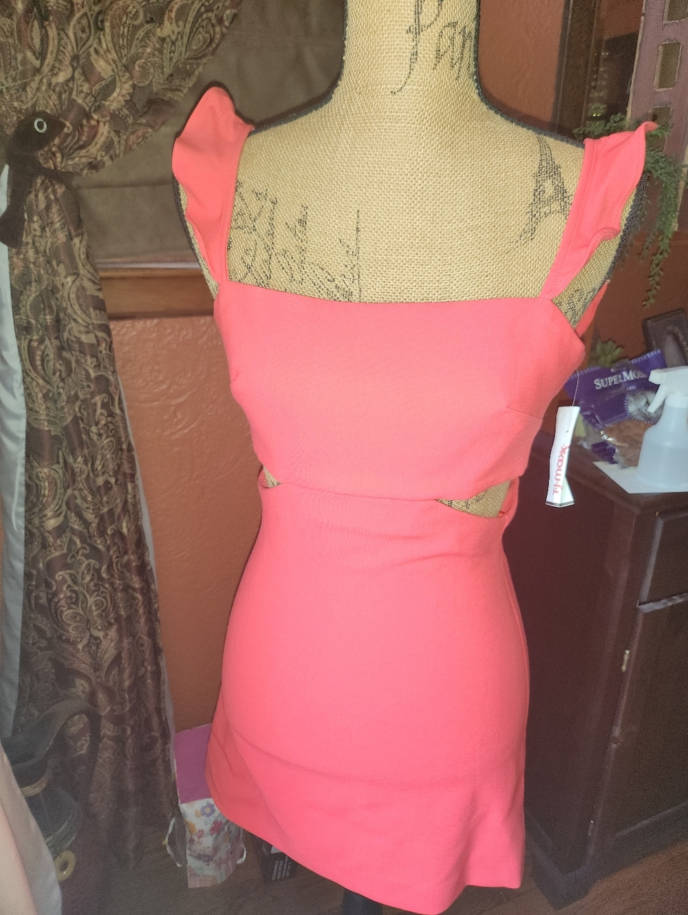 Women's Coral Cutout Bodycon Dress